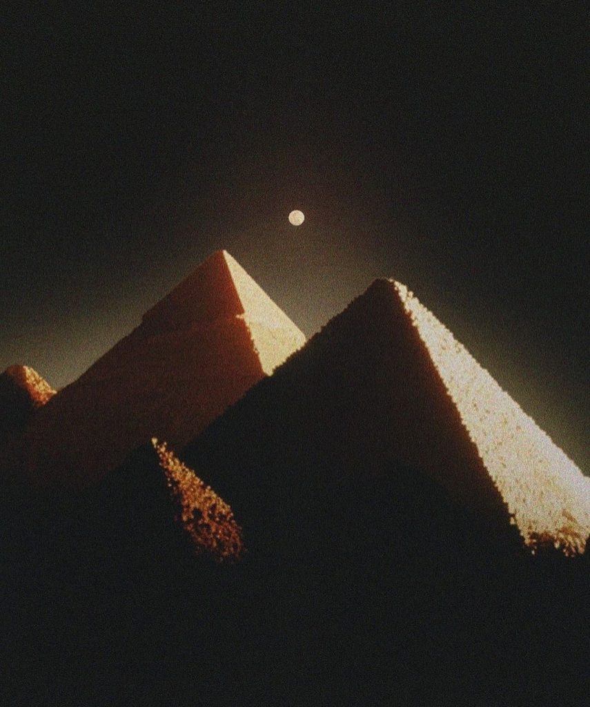 image pyramide avec lune en fond